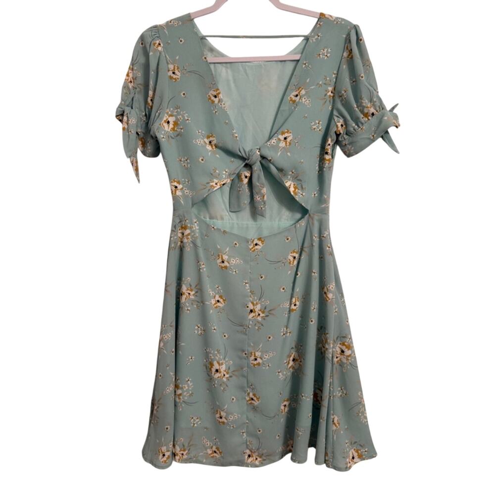 Lumiere New Women's S Fairy Floral Cutout Bow‎ A-line Mini Dress Retro Pin Up